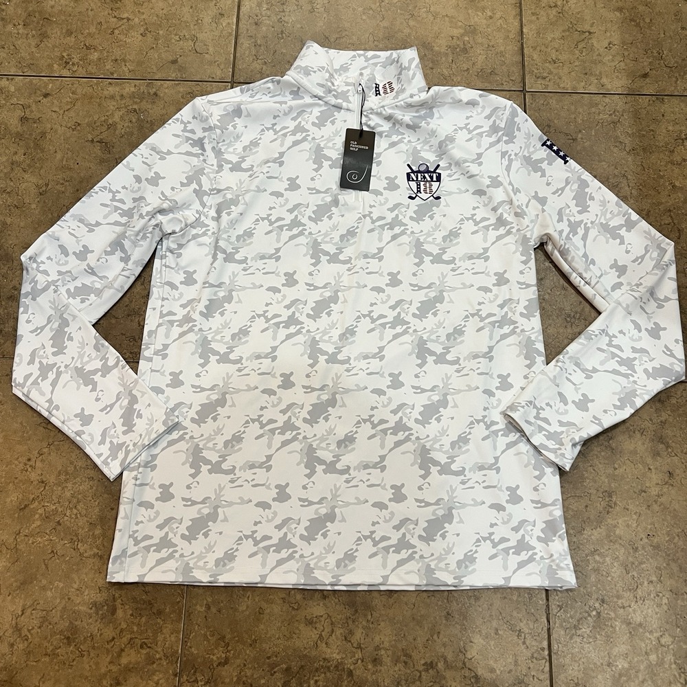 NWT Men's Old Fashioned Gold Quarter Zip‎ Size Large White Gray Camo Pattern